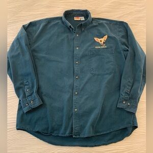 Vintage 90s/00s Taco Bell Embroidered Chihuahua Green Button Down Shirt, size XL